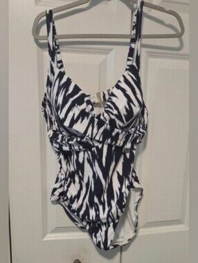Anna Cole Ladies Swimsuit Navy Blue/White UPF 50 size XL New With Tags